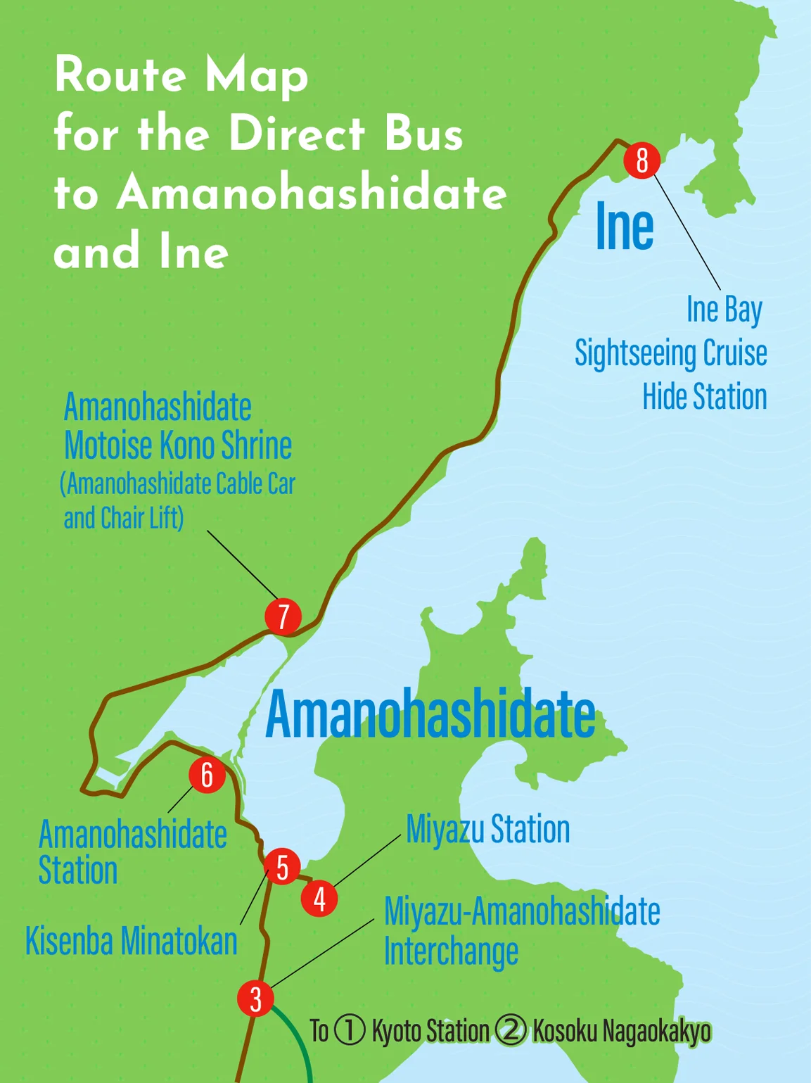 Route map (toward Amanohashidate and Ine)